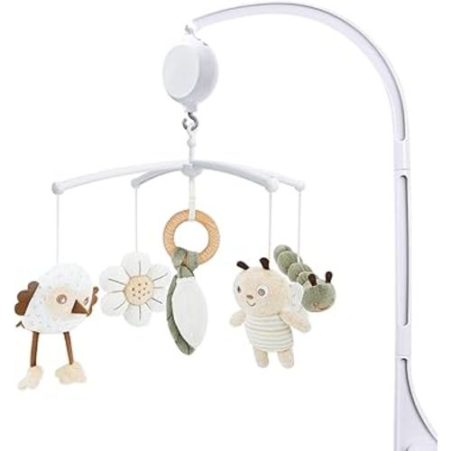 Crib Mobile 35 Lullaby Muisc, Cotton Baby Mobiles for Cribs & Pack N Play, Easy to Install, Stuffed Animals Hanging Toys Newborn Boys & Girls, Caterpillar