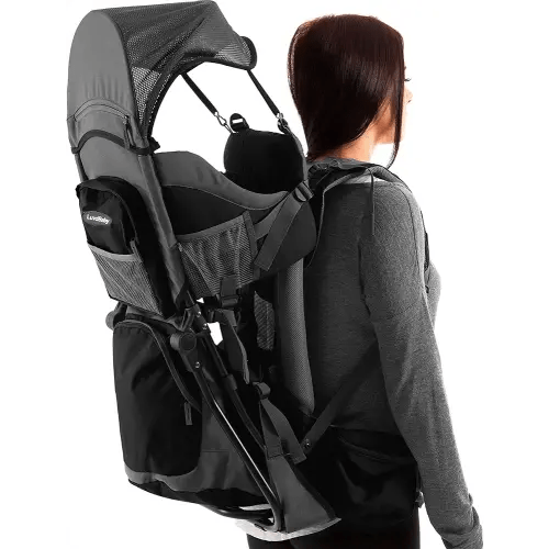 Hiking Baby Carrier Backpack - Comfortable Toddler/Baby Backpack Carrier System with Diaper Change Pad, Insulated Pocket + Rain and Sun Hood to Protect Your Child