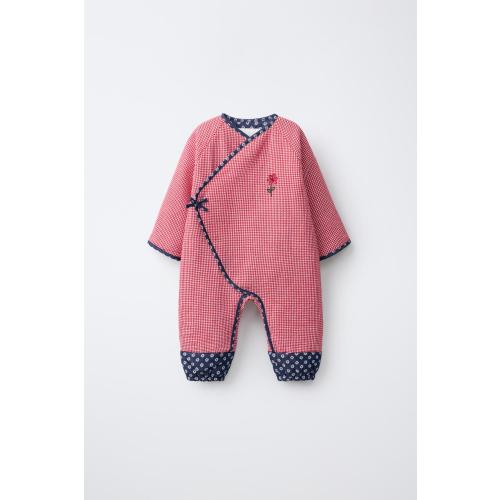 EMBROIDERED GINGHAM SWEATSHIRT - White / Red | ZARA United States