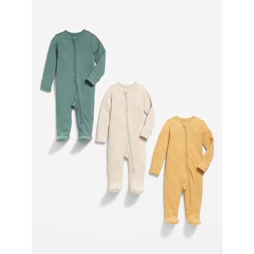 Unisex 2-Way-Zip Sleep & Play Footed One-Piece 3-Pack for Baby