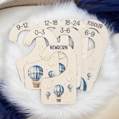 Hot Air Balloon Clothing Dividers, Adventure Baby Clothing Divider, Wood Wardrobe Divider, Nursery Closet Divider, Adventure Nursery T81