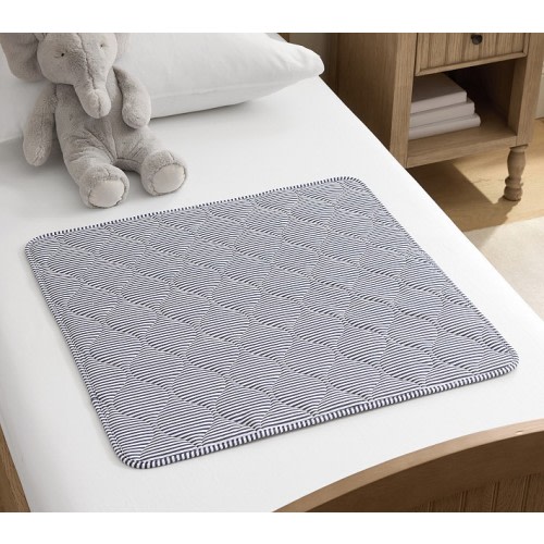 Oxford Stripe Waterproof Toddler Bed Pad- Pink