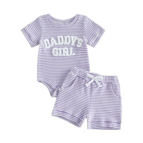 Tsultryofs Baby Girl Summer Clothes Newborn Infant Outfit Letter Embroidery Print Short Sleeve Romper with Shorts 2Pcs Set