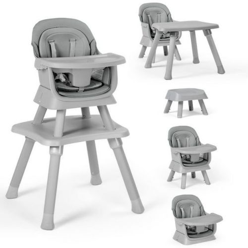 Kinder King 8 in 1 Baby High Chair, Coverts to Dining Booster Seat, Removable Tray & Double Seat Cover, Easy to Wipe, Pink
