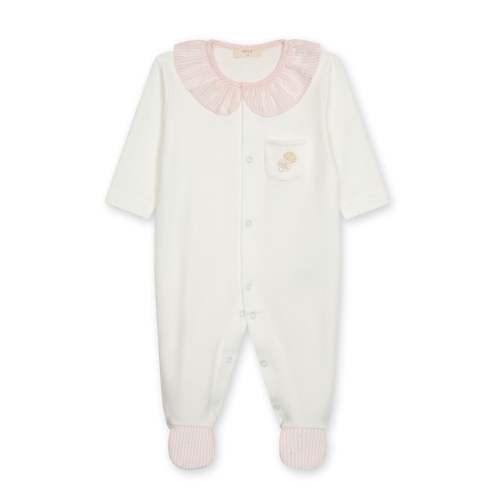 Baby Gi Rattle Footie in Ivory & Pink – Designs By ELS