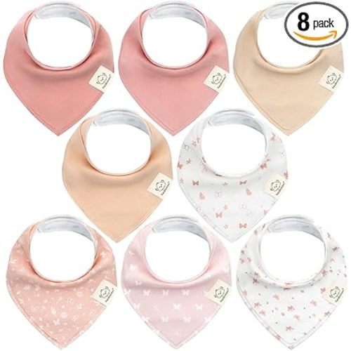 KeaBabies 8pk Organic Baby Bandana Bibs for Drooling and Teething (Butterflies)