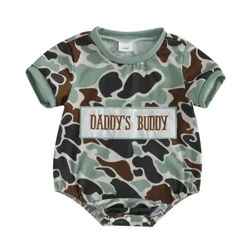 Newborn Baby Boy Daddys Buddy Bubble Romper Short Sleeve Camouflage - TikTok Shop