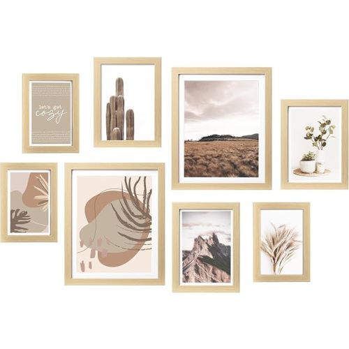 Gallery Wall Frame Set, 8 Pack Neutral Wall Decor, Beige, Small