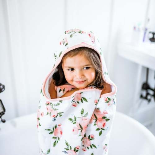 Toddler Hooded Towel, Watercolor Roses - Little Unicorn | Maisonette