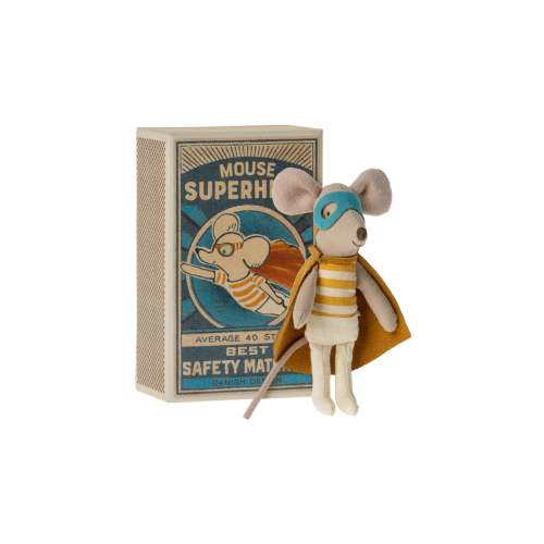 Maileg Superhero Mouse Little Brother In Matchbox