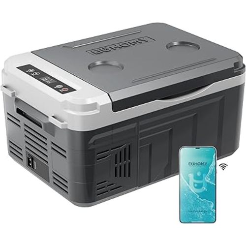 EUHOMY 12 Volt Refrigerator, 12 Quart (10L) Compressor Electric Cooler APP Control, Car Fridge 12/24V DC & 120-240V AC, Car Refrigerator -4℉~68℉, Portable Freezer for RV, Travel, Camping
