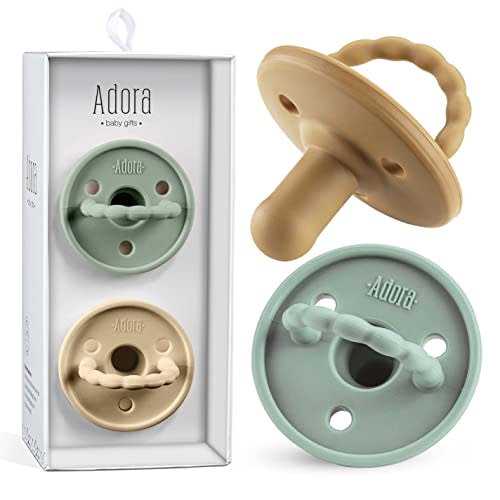 Baby Soother Pacifiers - Silicone Pacifier for Boys/Girls - Newborn Pacifiers Set of 2 - Newborn Baby Essentials, BPA Free