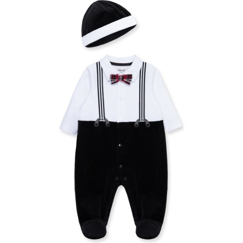 Baby Handsome Footie & Hat Set, 3M, Black