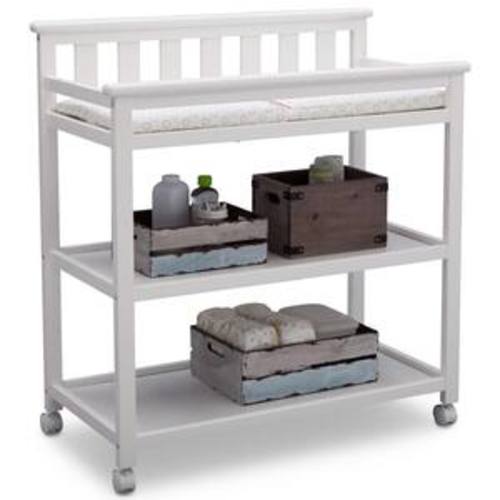 Flat Top White Changing Table with Wheels