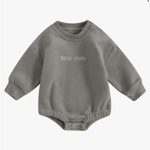 VISGOGO Newborn Infant Baby Boy Girls Oversized Romper Little Dude Sweater Onesie Coming Home Outfit Neutral Clothes