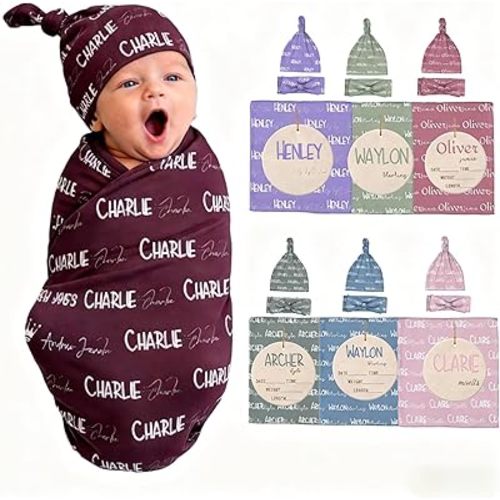 Personazlied Baby Blanket, Custom Swaddle Blanket for Newborns with Name, Customized Baby Blanket for Boys and Girls, Ideal Personalized Baby Gifts for Newborns and Baby Showers (Pattern Name)