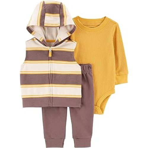 Carter's Baby Boys' 3 Piece Plaid Patch Little Vest Set