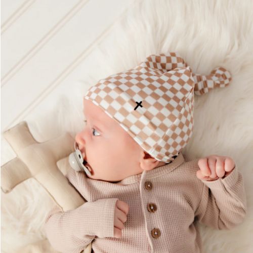 Checker Topknot Baby Beanie – OUR HOUSE ABOVE