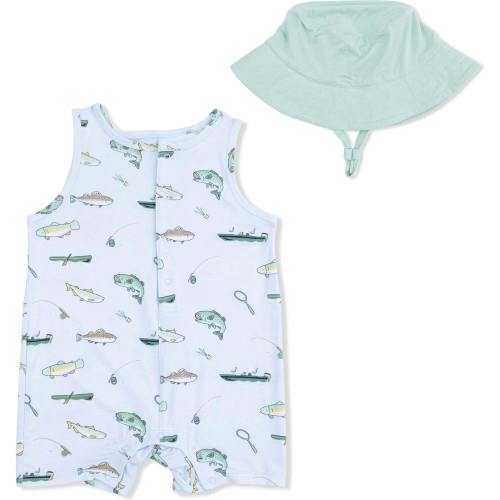 Fishing - Sleeveless Shortie Romper & Bucket Hat