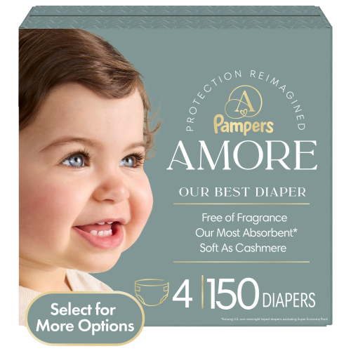 Pampers Amore Baby Diapers Size 4, 150 Count (Select for More Options)