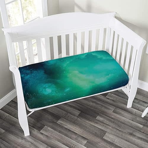 Decorative Crib Fitted Sheet,Space Decor Fitted Microfiber Baby & Toddler Universal Crib Sheets,28"x 52", Fog Space Starfield Nebula and Planet Universe Print Nursery Sheet, for Baby Boys Girls