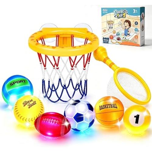 Baby Light Up Bath Toys for Toddler,Bathtub Basketball Hoop Toys for Kids