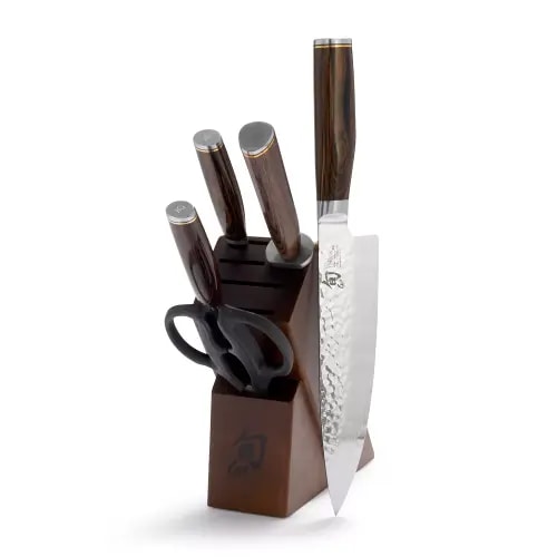 Shun Premier 6-Piece Slimline Block Set in Brown | Sur La Table