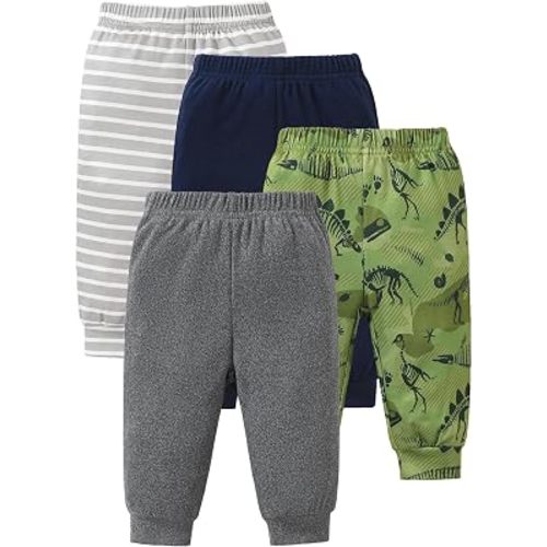 Jecson Baby Boy Pants 4-Pack Soft Toddler Sweatpants Elastic Waist 3M-3T