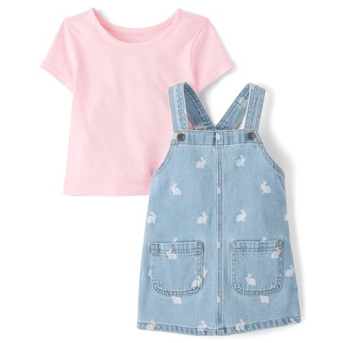 The Children's Place Baby Girls' And Toddler Short Sleeve Shirt and Skirtall 2 Piece Outfit