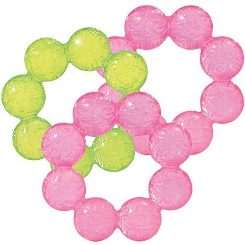 Infantino Water Teethers – Sensory Exploration, Teething, Cooling & Massaging Relief for Sore Gums, Lime & Pink, 3-Pack