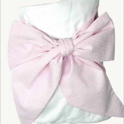 Bow Swaddle ® - Pink Savannah Seersucker