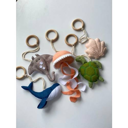 Baby Play Gym Toys, Montessori Toys, Quiet Fidget, Ocean Nursery Decor, Whale Decor, Wooden Baby Gym, First Time Gift