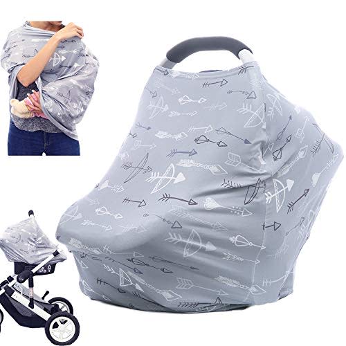 Breastfeeding Nursing Cover Carseat Canopy - Multi Use Car Seat Covers for Babies, Infant Stroller Cover, Nursing Scarf, Baby Shower Gifts for Boys and Girls