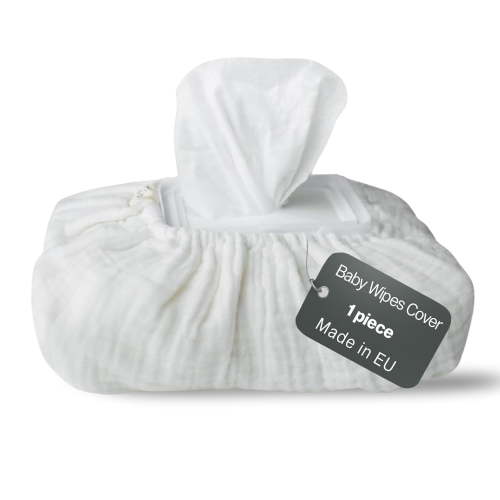 Baby Wipes Cover – Universal Size, One Size Fits All Wipes Packages | Muslin Cotton Tissue Cover for Nursery, Diaper Bag & Changing Table, Station | Gingham & Neutral Patterns (Cream)