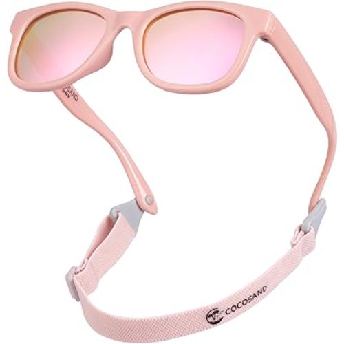 COCOSAND Flexible Polarized Baby Sunglasses with Strap UV Protection for Toddler Infant Girl Boy Age 0-24 Months