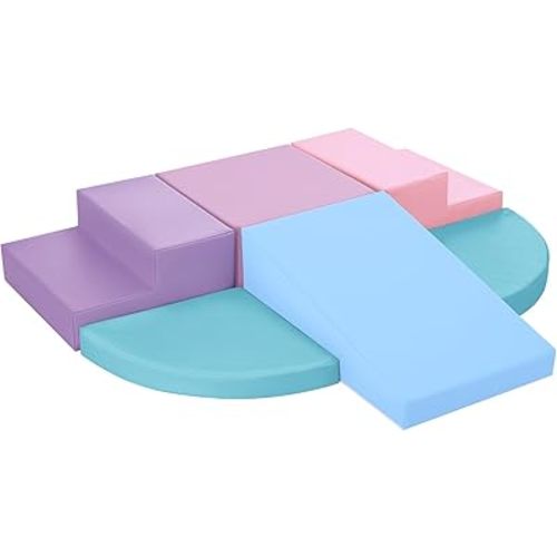 6-Piece Foam Climbing Blocks for Toddlers: Colorful Climbing Gym PU Leather Baby Foam Building Blocks Indoor Toy