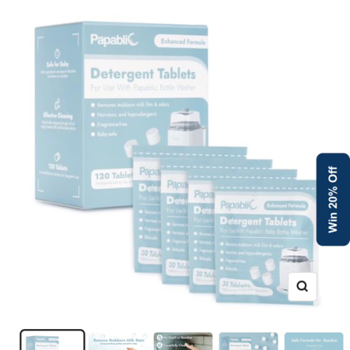Papablic Official Detergent Deepclean Tablet for Papablic Baby Bottle Washer, 120 Count