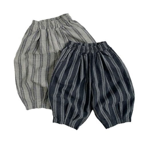 Ashmyova Classic Casual Pants for Boys Thin Cotton Stripe Elastics Waist Spring Summer Trousers Toddler Long Pants 2Pcs