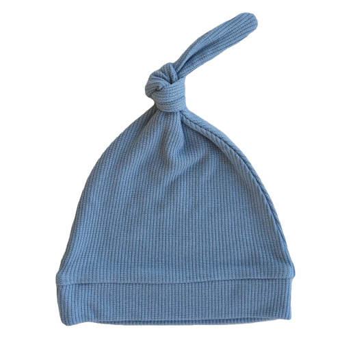 Dusty Denim Bamboo Waffle Knotted Hat