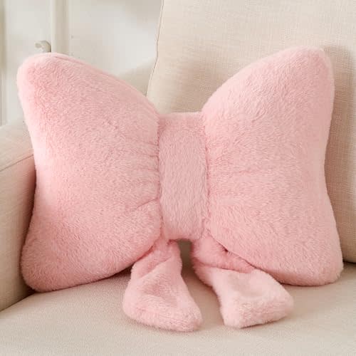 XIAIJIA Bow Pillow, Throw Pillows for Bed, Cute Pink Bow Pillows 12×9 in | Bow Pillows Decorative, Bow shaped pillows, Decorative pillows, Bow room decor for bed room,Bedroom, Couch, Sofa