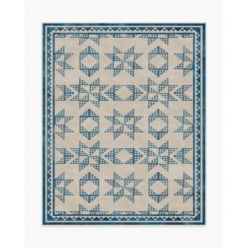 Louisa Cream & Blue Rug | Ruggable US