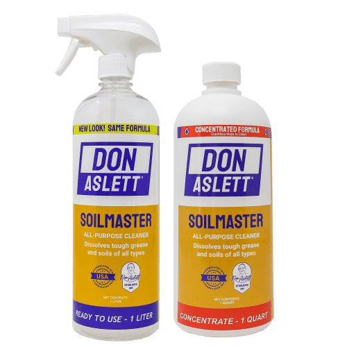 Don Aslett SoilMaster Concentrate and Empty Bottle – Degreaser