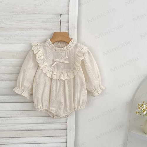Baby Lace Bow Beige Bodysuit