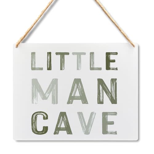 Wall Pediments Little Man Cave Sign, Baby Boy Nursery Decor, Hanging Sign for Room, Toddler Bedroom Wall Decor, 10x8 Inches