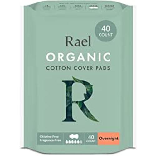 Amazon.com: Rael Pads for Women, Organic Cotton Cover - Period Pads with Wings, Feminine Care, Sanitary Napkins, Heavy Absorbency, Unscented, Ultra Thin (Overnight, 40 Count) : Automotive