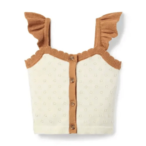 Girl Freshwater Pearl Pointelle Scalloped Sweater Top by Janie and Jack