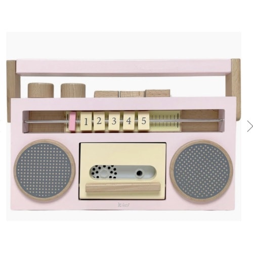 retro wooden boombox tape recorder