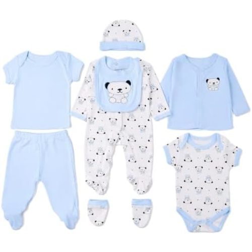 Baby Clothing Sets Unisex 8‑Piece Newborn Layette Essential Gift Bodysuit Outfit