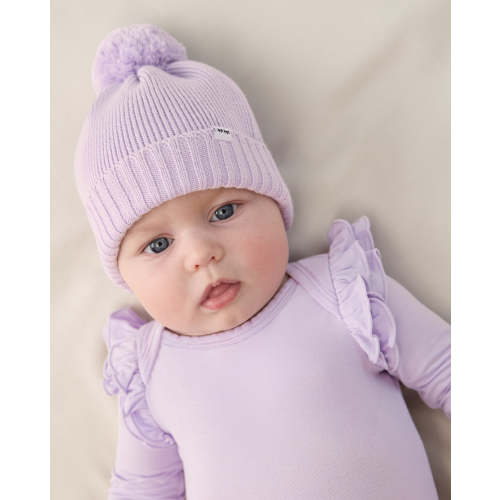 Misty Lavender Sweater Beanie Hat | Little Sleepies