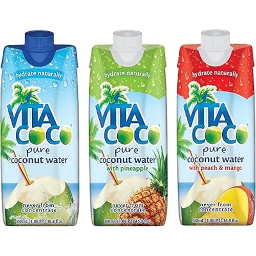 Vita Coco Coconut Water, Variety Pack - Naturally Hydrating Electrolyte Drink - Smart Alternative to Coffee, Soda, and Sports Drinks - Gluten Free - 16.9 Ounce (Pack of 12)